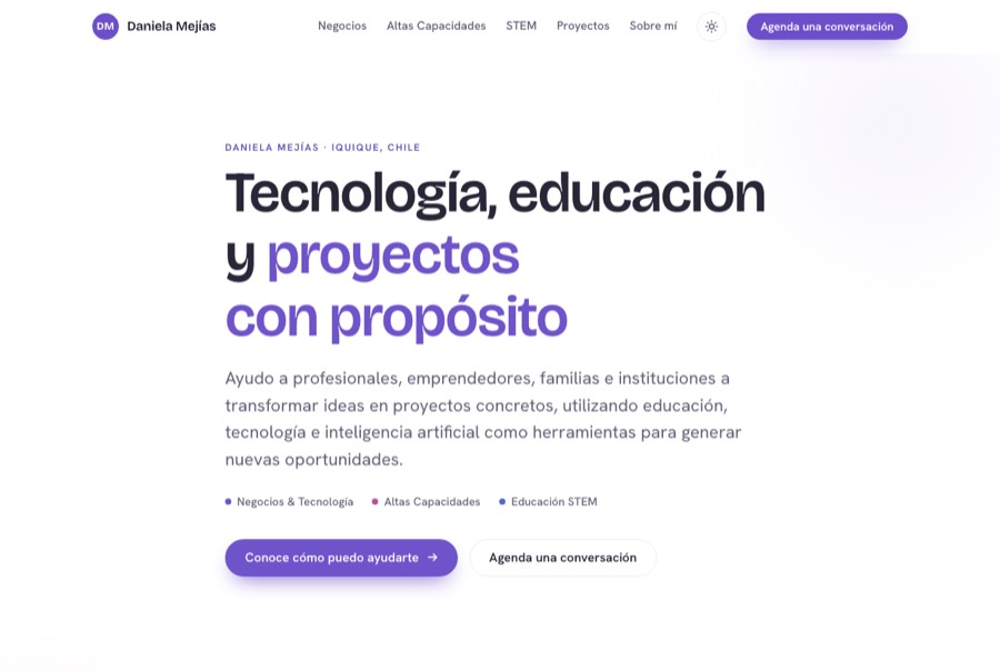 Sitio web de Daniela Mejías, marca personal