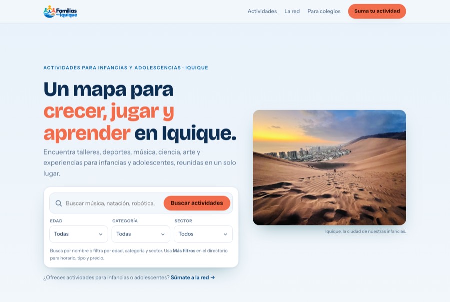 Sitio web de Familias en Iquique