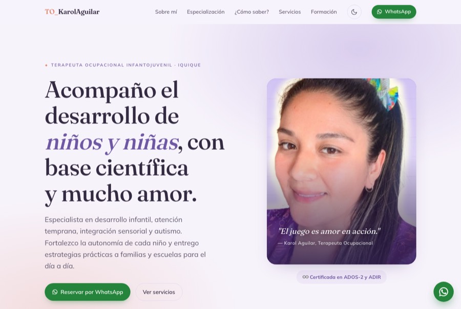 Sitio web de Karol Aguilar, terapeuta ocupacional